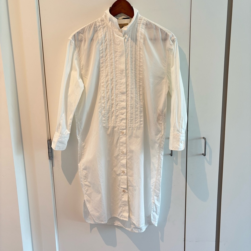 Burberry White Cotton Shirt Dress